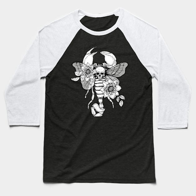 Scorpion Moth Baseball T-Shirt by Unimaginative by Charli Siebert